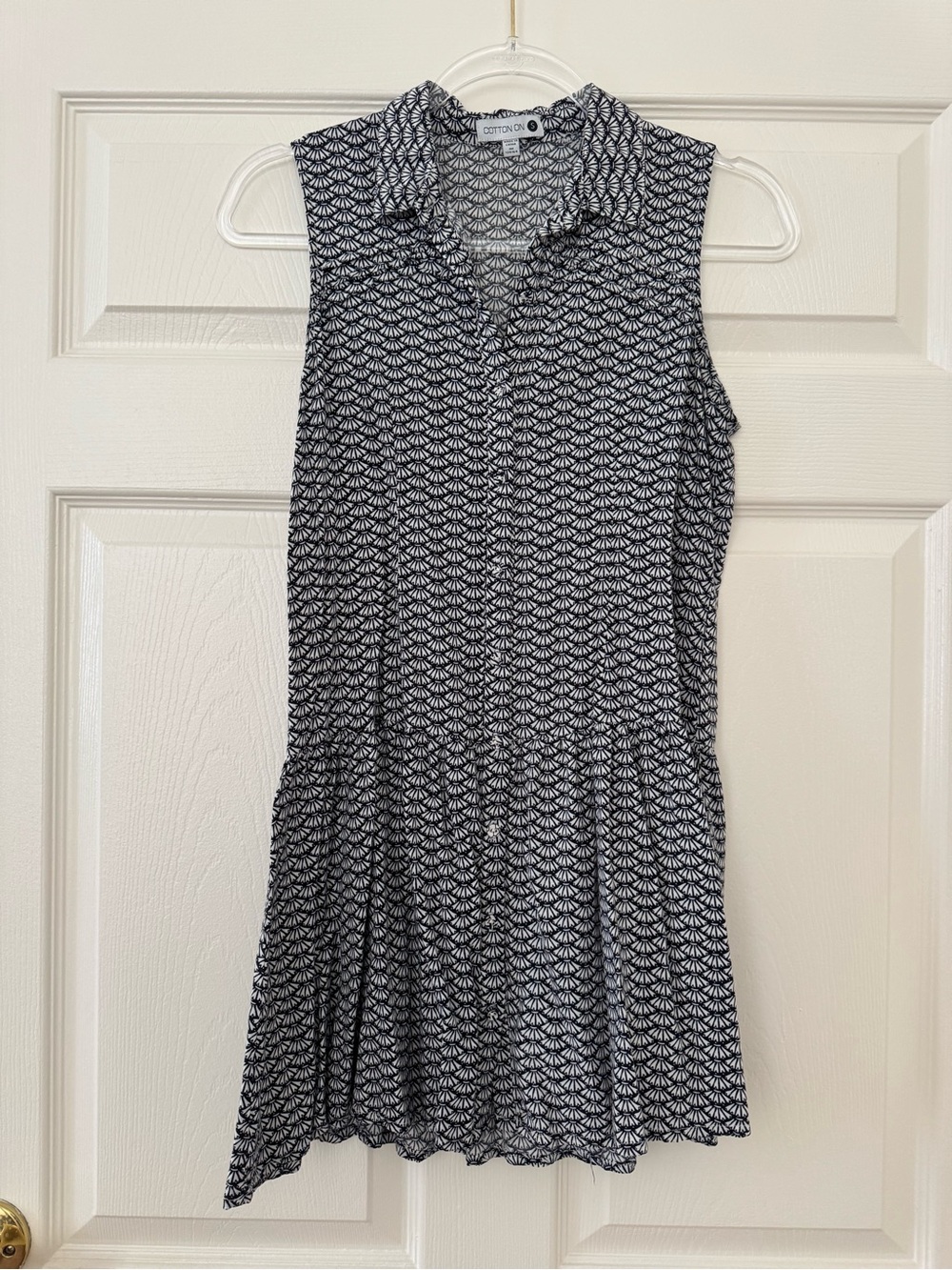 Cotton On Sleeveless Printed Polo Dress - Black & White shell pattern